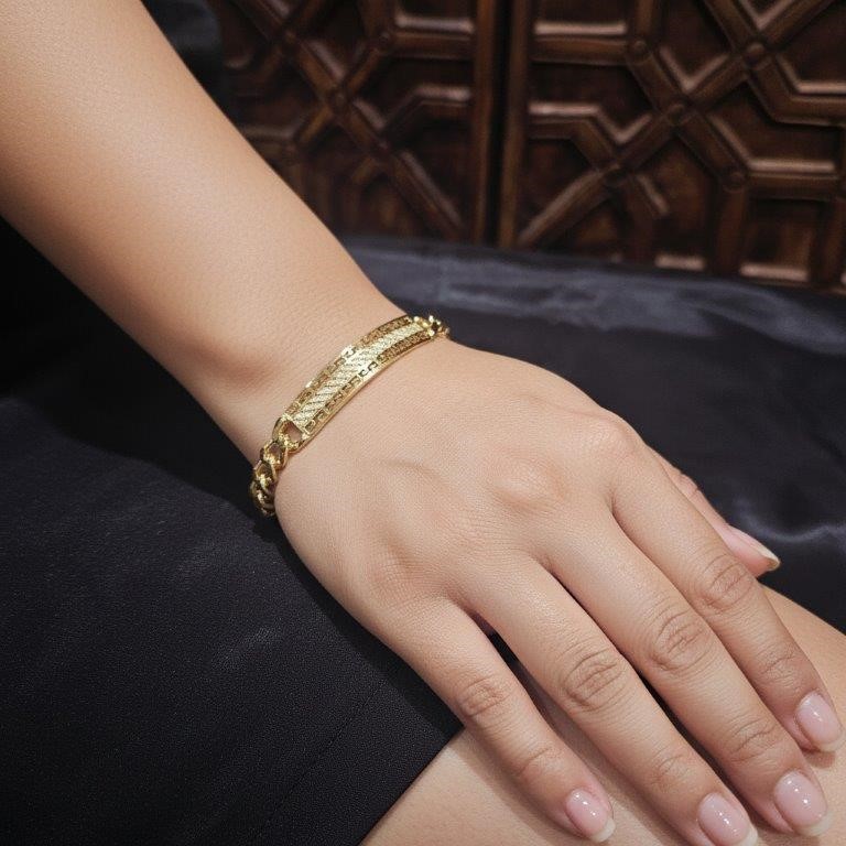 14k/Italy stamped Yellow Gold Filled Versace Design Bracelet -18.5cm