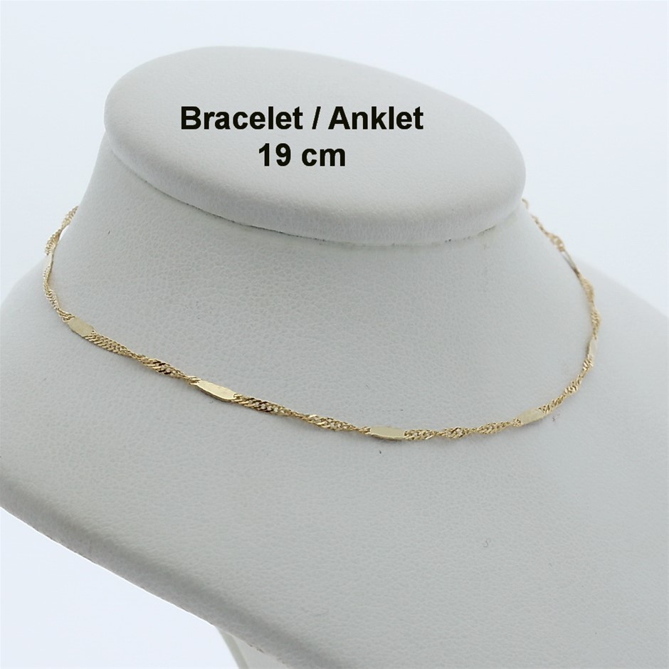 Genuine Italian 9 Karat yellow Gold 19 cm Bracelet / anklet