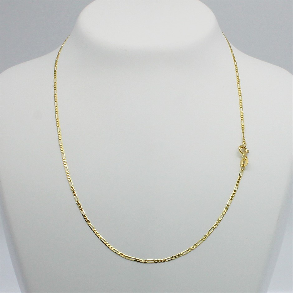 Genuine Italian 9 Karat yellow Gold 80 cm figaro chain necklace(GAXPDE1+3)