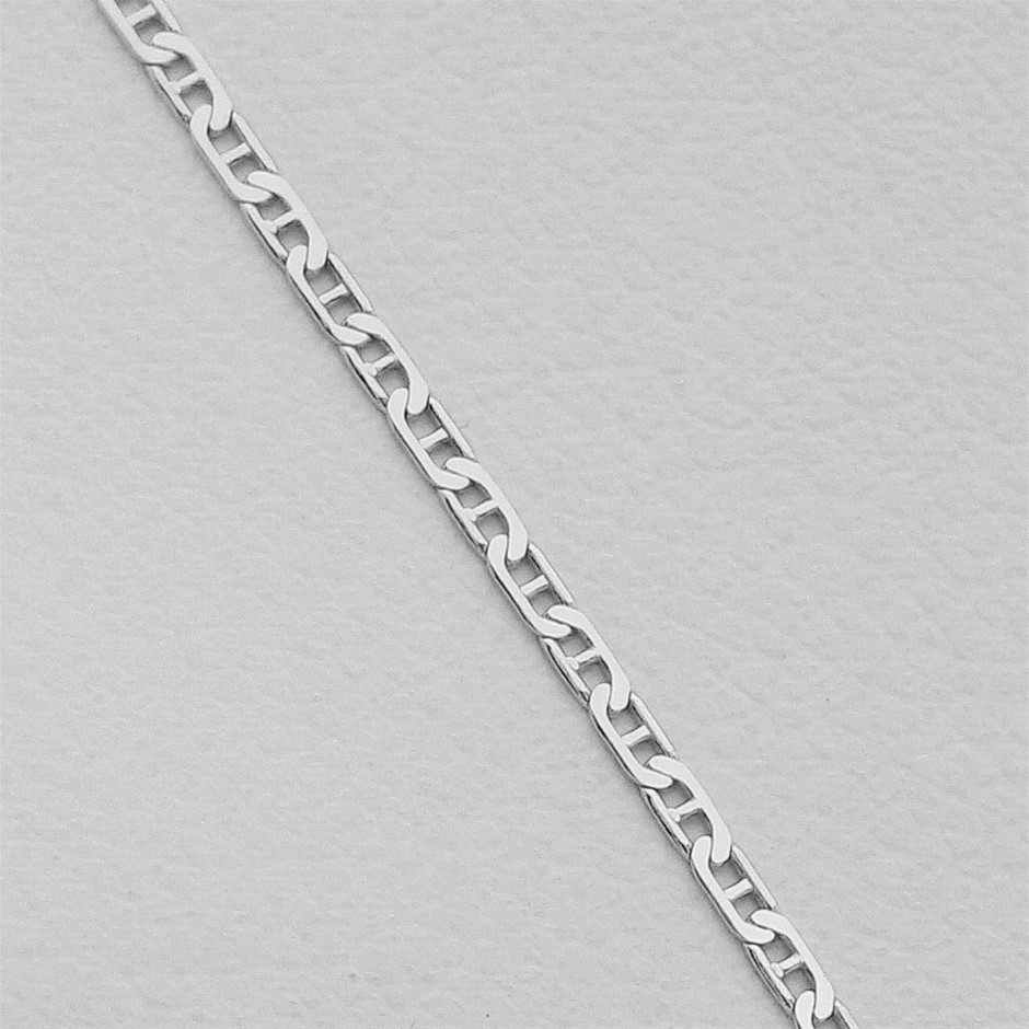 Genuine Italian 9 Karat white Gold 55 cm fine anchor chain necklace 030RBPD