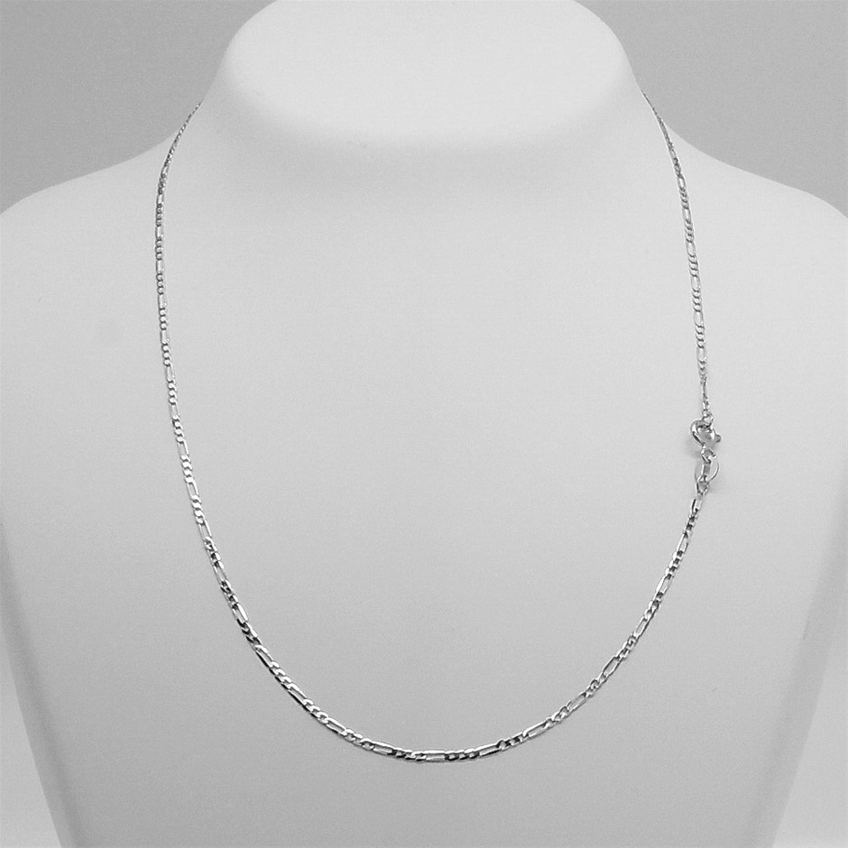 Genuine Italian 9 Karat white Gold 70 cm figaro chain necklace(GAXPDE1+3)