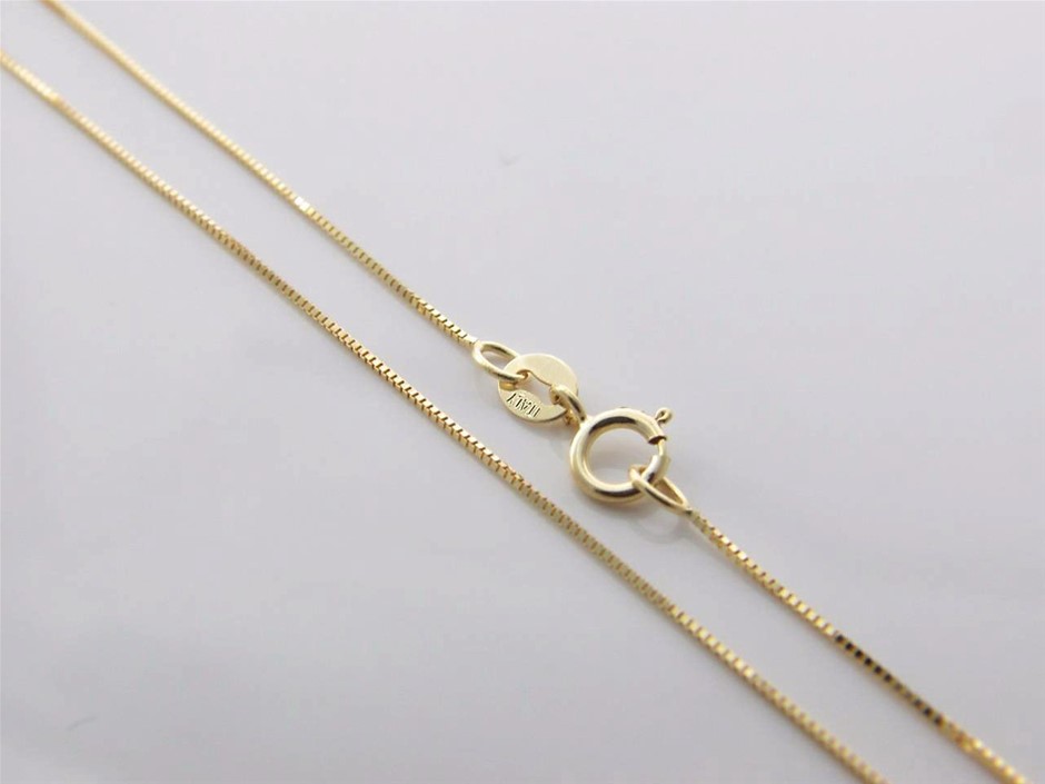 Genuine Italian 9 Karat yellow Gold 80 cm Box chain necklace(040VED)