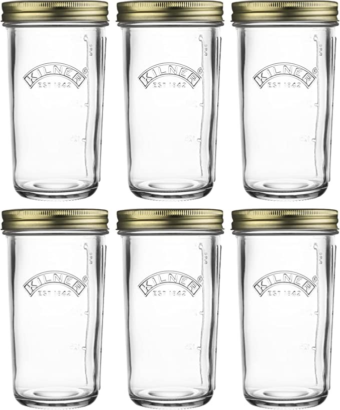 KILNER Wide Mouth Preserve Jar Set 6-Pieces, 500 ml Capacity, Multicolor. N