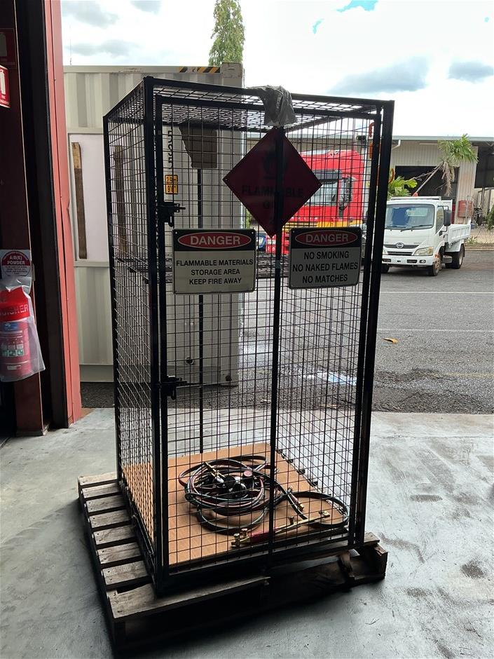 Wire Mesh Flammable Cage with Gas Fittings