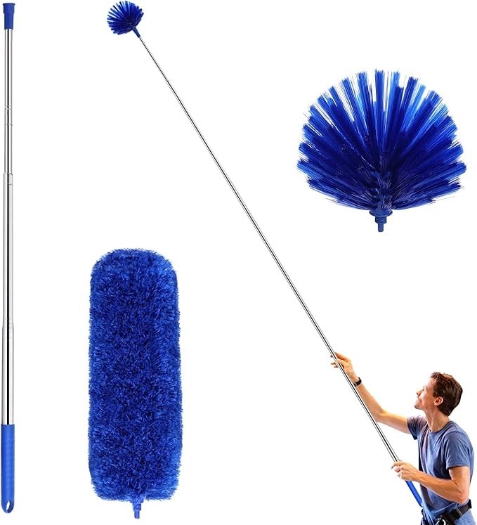 Ceiling Fan Duster with Extension Pole, Cobweb & Corner Brush Cleaning Kit