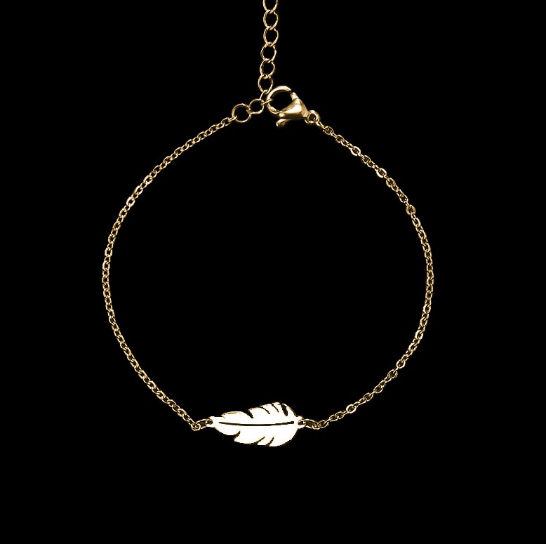 Designer Stainless Steel Feather Bracelet - Yellow (adjustable)