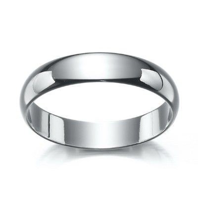 Rhodium Plated Men's Band Ring (5mm) - US Size 10