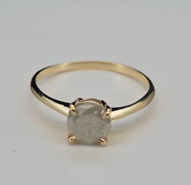 18 Carat Yellow Gold Natural 1.01 ct Diamond Engagement Solitaire Ring