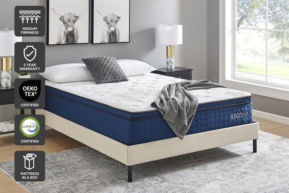 ERGOLUX Cooling Pocket Spring Mattress, Queen, EL34CGLMFQB.