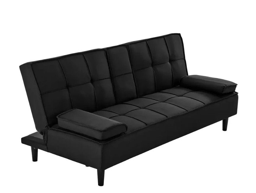 OVELA Apline Sofa Bed, Black,  1830 x 1070 x 375/810mm.