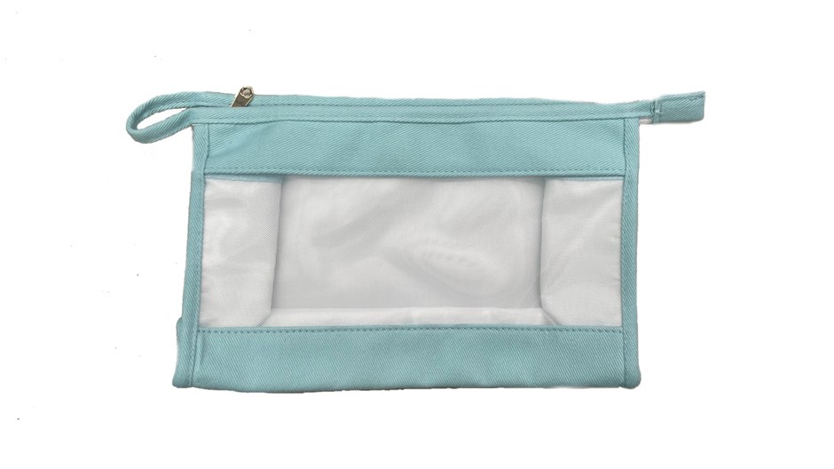 Cosmetic Bag Mesh Bag, Set of 3, Light Blue