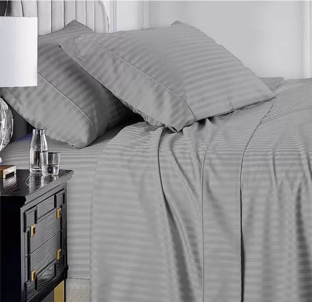 KINGTEX Ramesses 1000 Thread Count Pima Cotton Narrow Stripe King Sheet Set