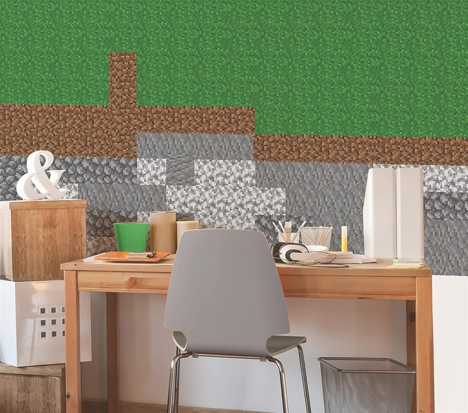 ROOMMATES RMK5136GM Minecraft Block Strips Peel and Stick Wall Decals