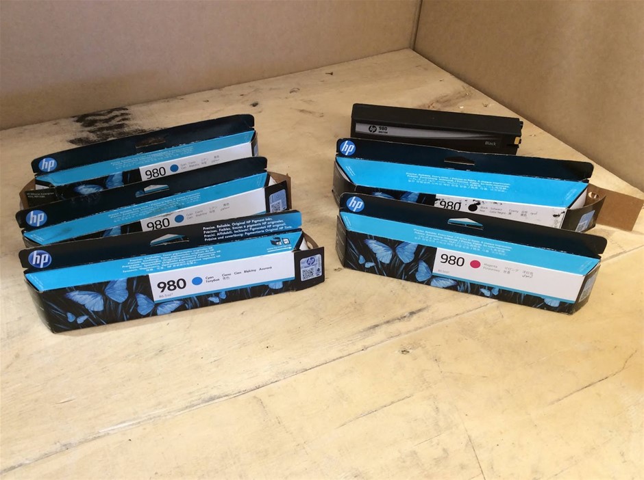 HP 980 Ink Cartridge - Cyan / Magenta / Yellow / Black (Lot of 6)