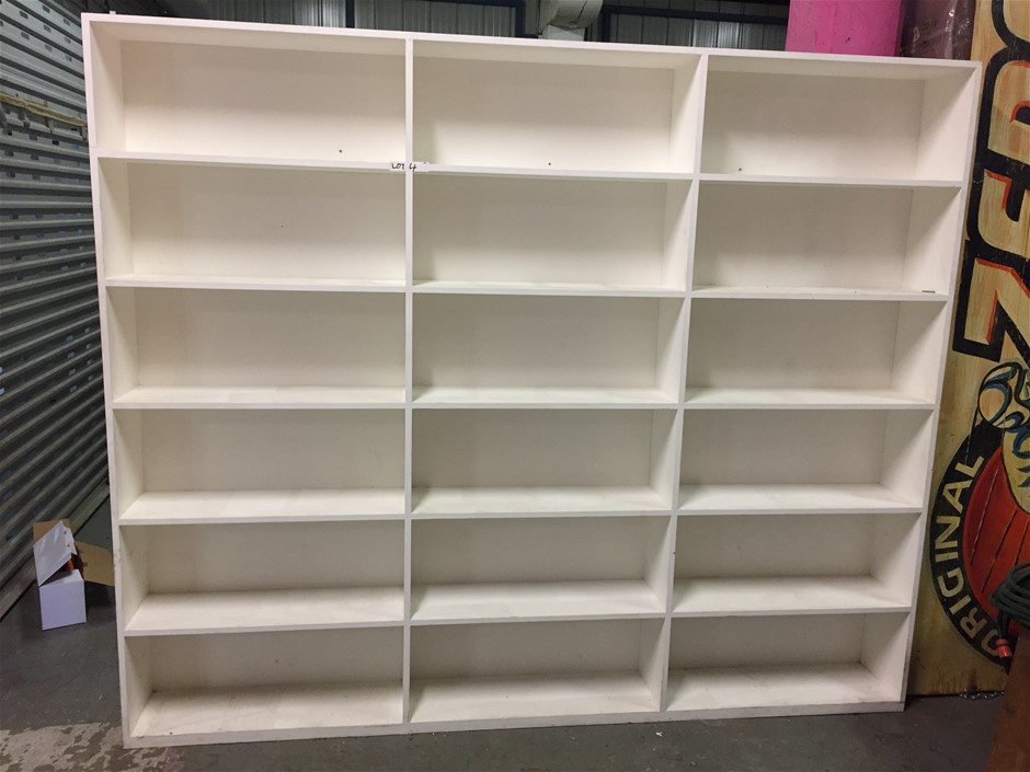 White Timber Bookshelf 18 Shelves