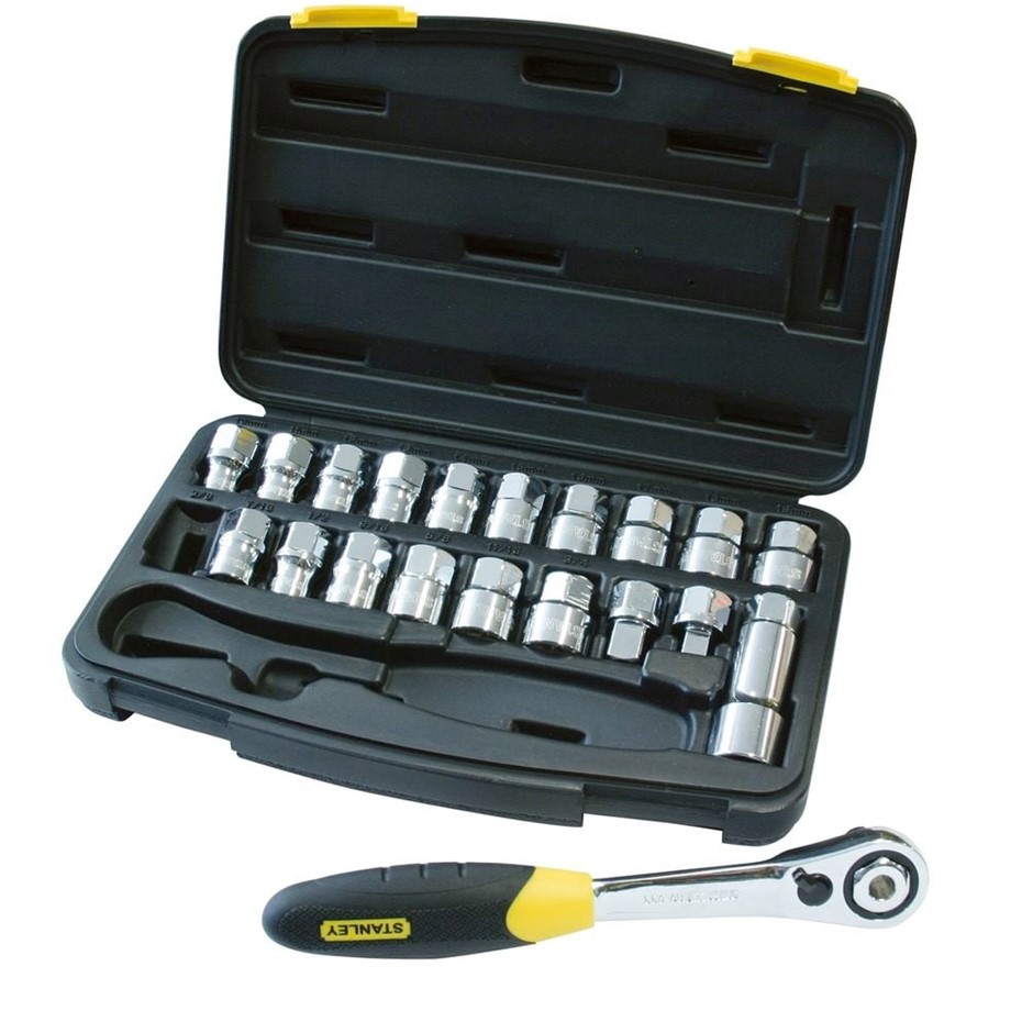 STANLEY 21pc ThruDrive Wrench Set. Includeds: ThruDrive Sockets (A/F): 3/8"