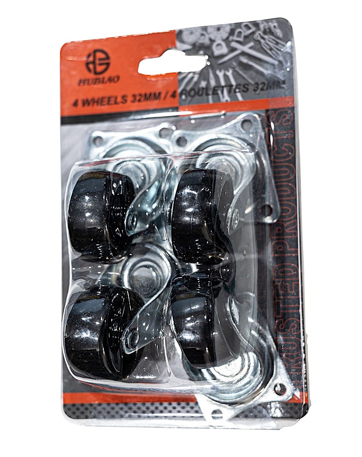 3 Packs of 4 x Swivel Caster Wheels 32mm, Black.