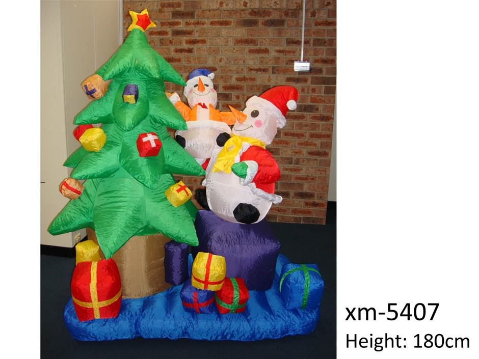Christmas Light - Inflatable Snowmen decorating Christmas tree -NEW xm-5407
