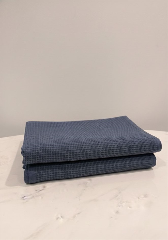 2 x Honey Combed Towel – Blue
