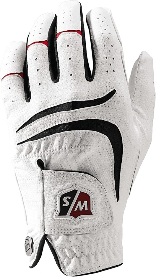 WILSON W/S Grip Plus Mens Right Hand Golf Glove, White, Medium
