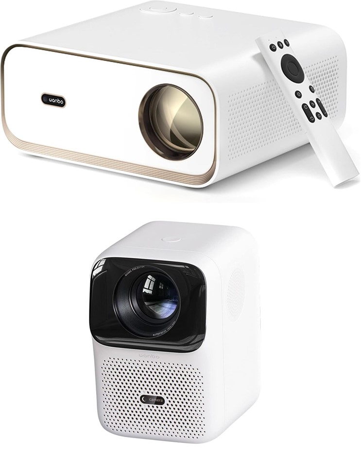 2 x WANBO: X5 Film Projector White, Rose Gold; WANBO T4 Smart Android TV Pr