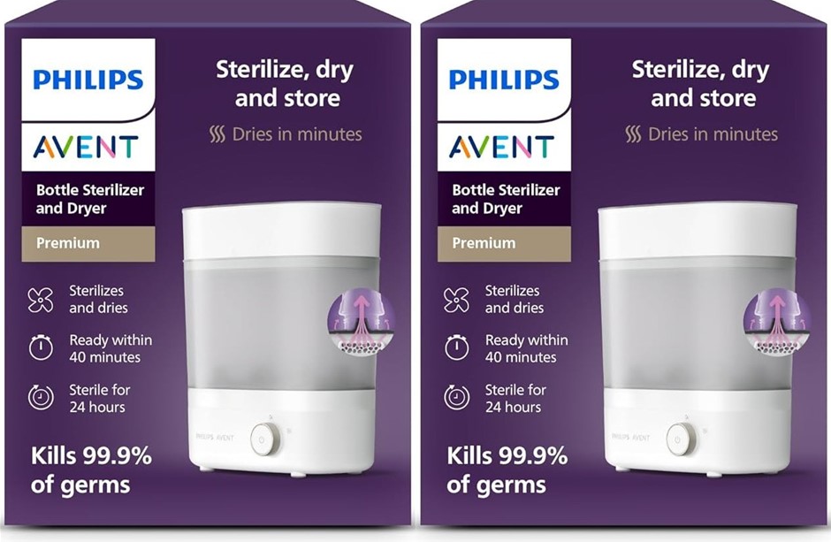 2 x PHILIPS AVENT Bottle Steam Steriliser and Dryer SCF293. NB: Used