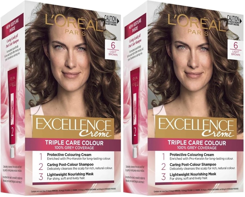 2 x L'Oréal Paris, Permanent Hair Dye, Strengthening & With Up To 100% Grey