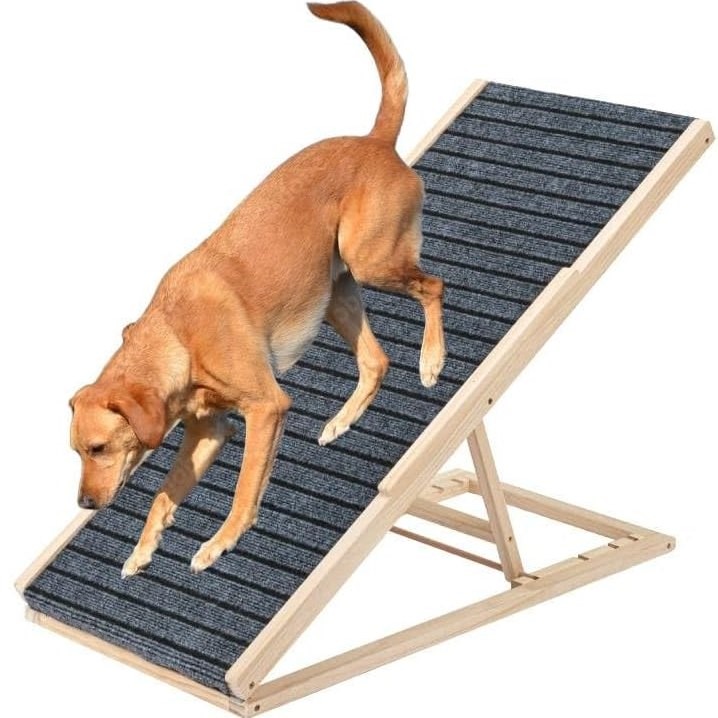 PAWEVER Pets Dog & Cat Ramp, Wood/Grey, Large