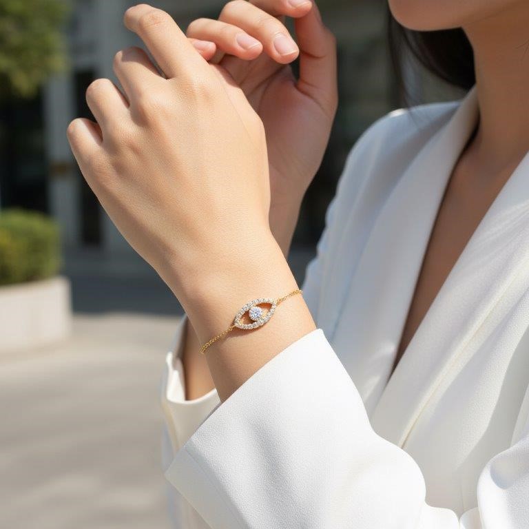 GRA Moissanite white Brilliant Cut 925 Sterling Silver Bracelet-17.5cm-VVS1