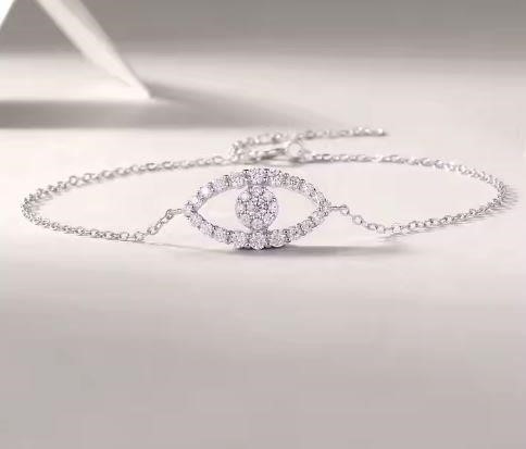 GRA Moissanite white Brilliant Cut 925 Sterling Silver Bracelet-17.5cm-VVS1