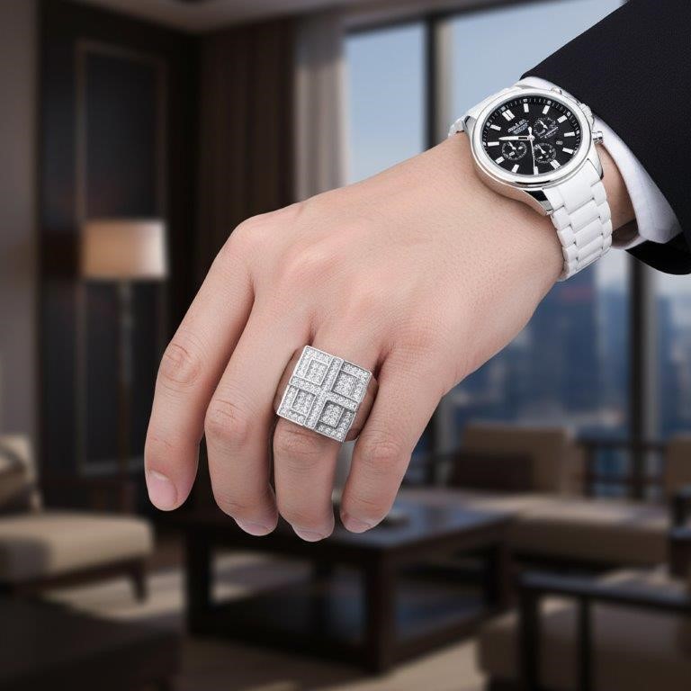 GRA Moissanite white 18k Real Gold Vermeil Cross Ring -10US-VVS1