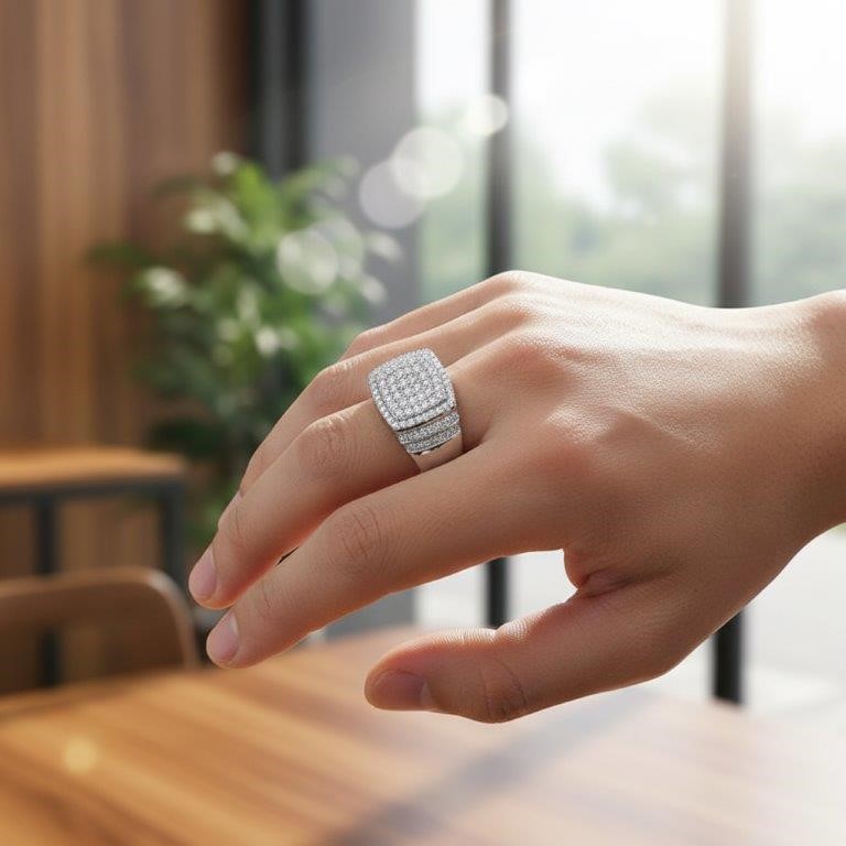 GRA Moissanite white 18k Real Gold Vermeil Men's Ring -12US-VVS1