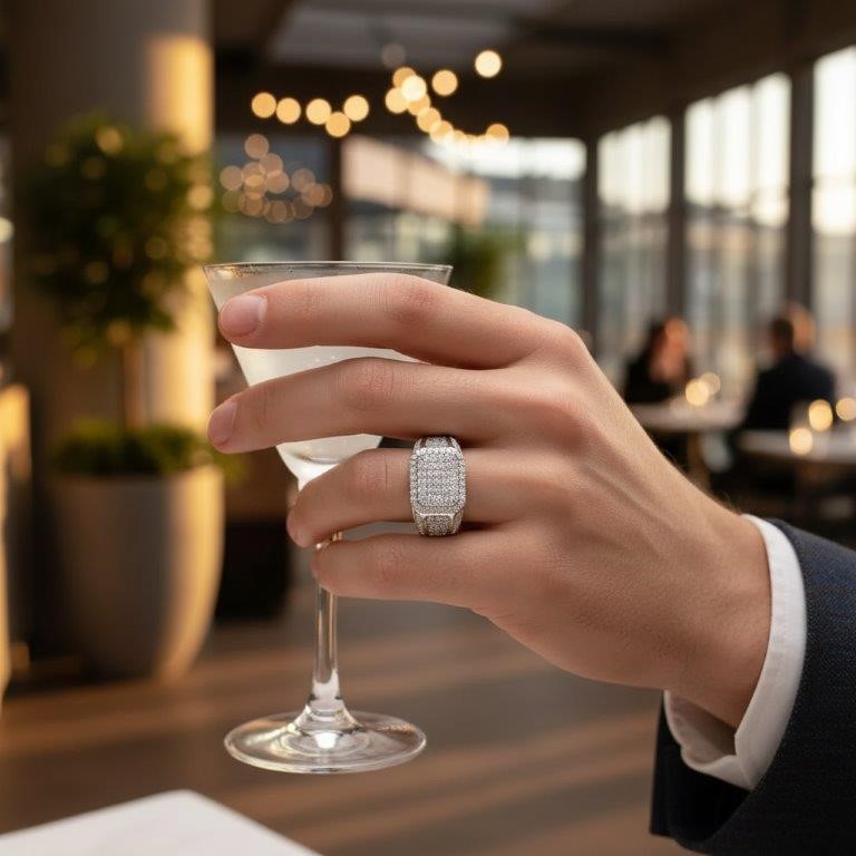 GRA Moissanite white 18k Real Gold Vermeil Men's Ring -10US-VVS1