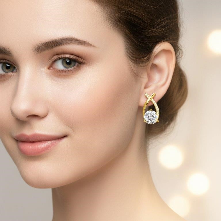 2.0ct GRA Moissanite White Brilliant Cut 925 Sterling Silver Earrings-VVS1