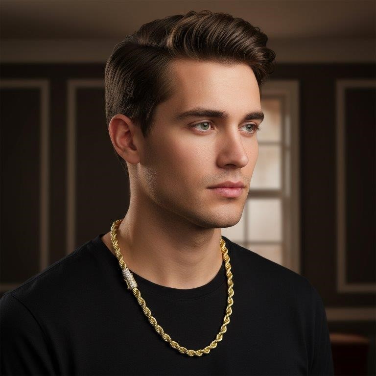 GRA Moissanite White Brilliant Cut 925 Sterling Silver Rope Chain-48cm-8mm