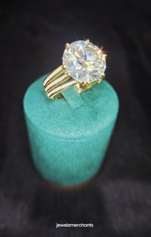 5.0ct GRA Moissanite White 18k Solid Yellow Gold Vermeil Ring -7US-VVS1