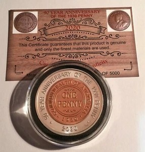2020 "90 Year Anniversary Of The 1930 Penny" 43 mm Coin