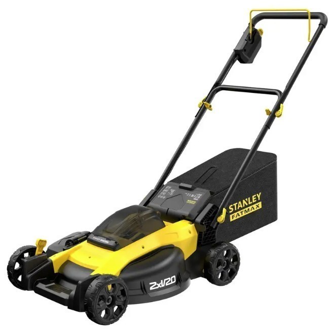 STANLEY FATMAX 2xV20 51cm Brushless Mower Kit, 28cm Deck Height, 3-IN-1: Mu