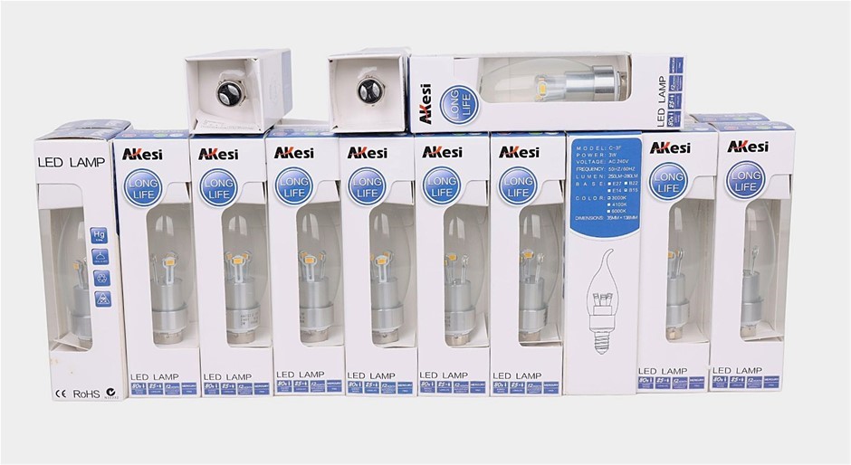 10 Packs of 20 x AKESI 3W LED Crystal Candle Bulb, 3000K, B15.