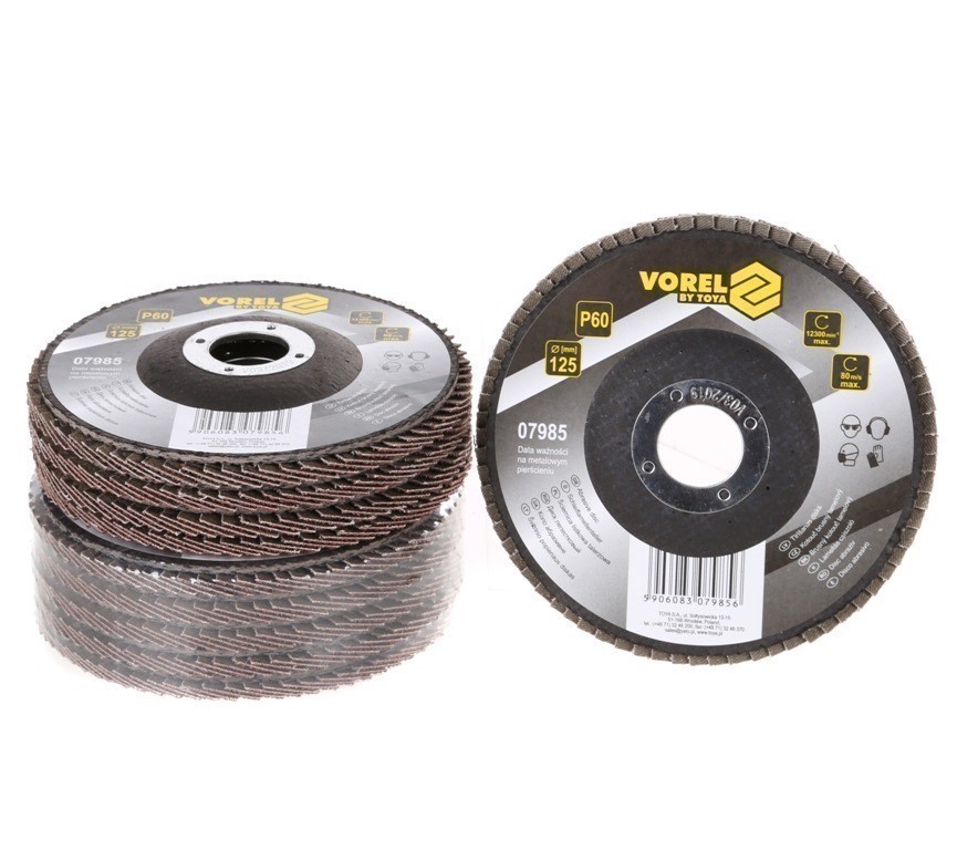 10 x VOREL Flap Discs 125mm, Grit P60.