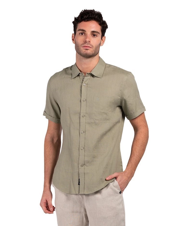 COAST CLOTHING CO Men's S/S Shirt, Size 2XL, 100% Linen, Green. Buyers Not