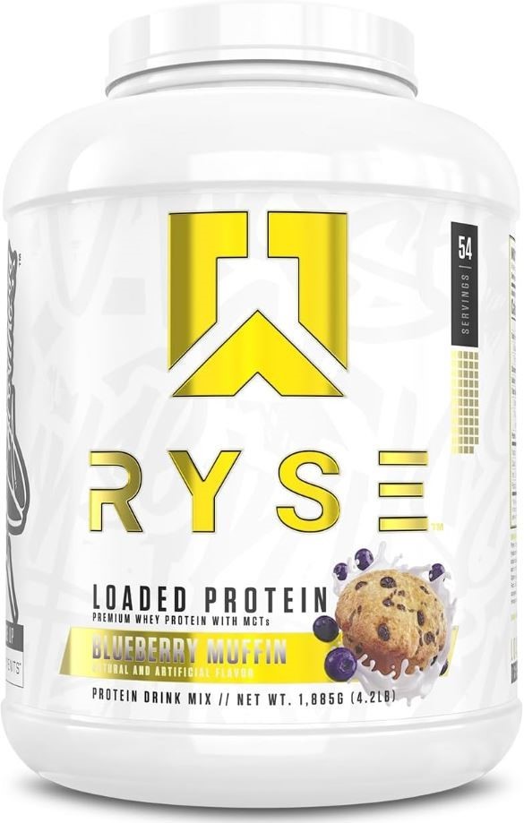 RYSE Loaded Protein Powder, Blueberry Muffin Flavour, 1.8kg. Buyers Note -