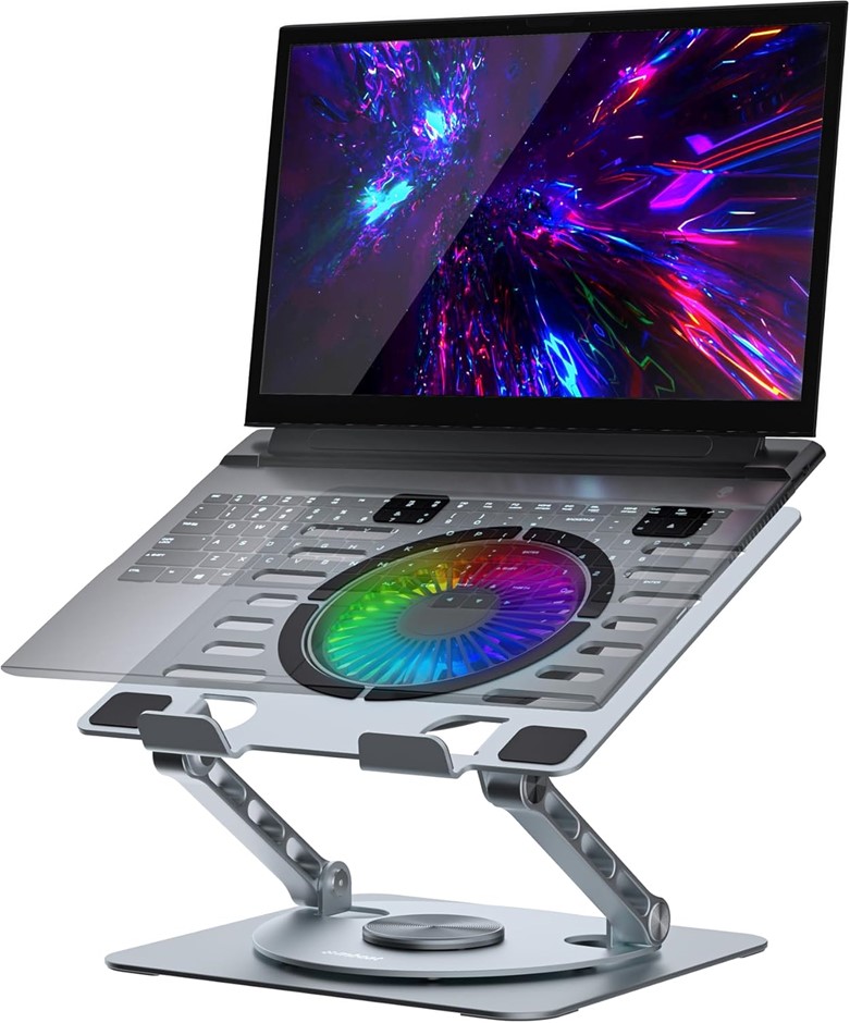 MBeat Stage S8 Rotating Laptop Stand with RGB Cooling Fan and USB Port