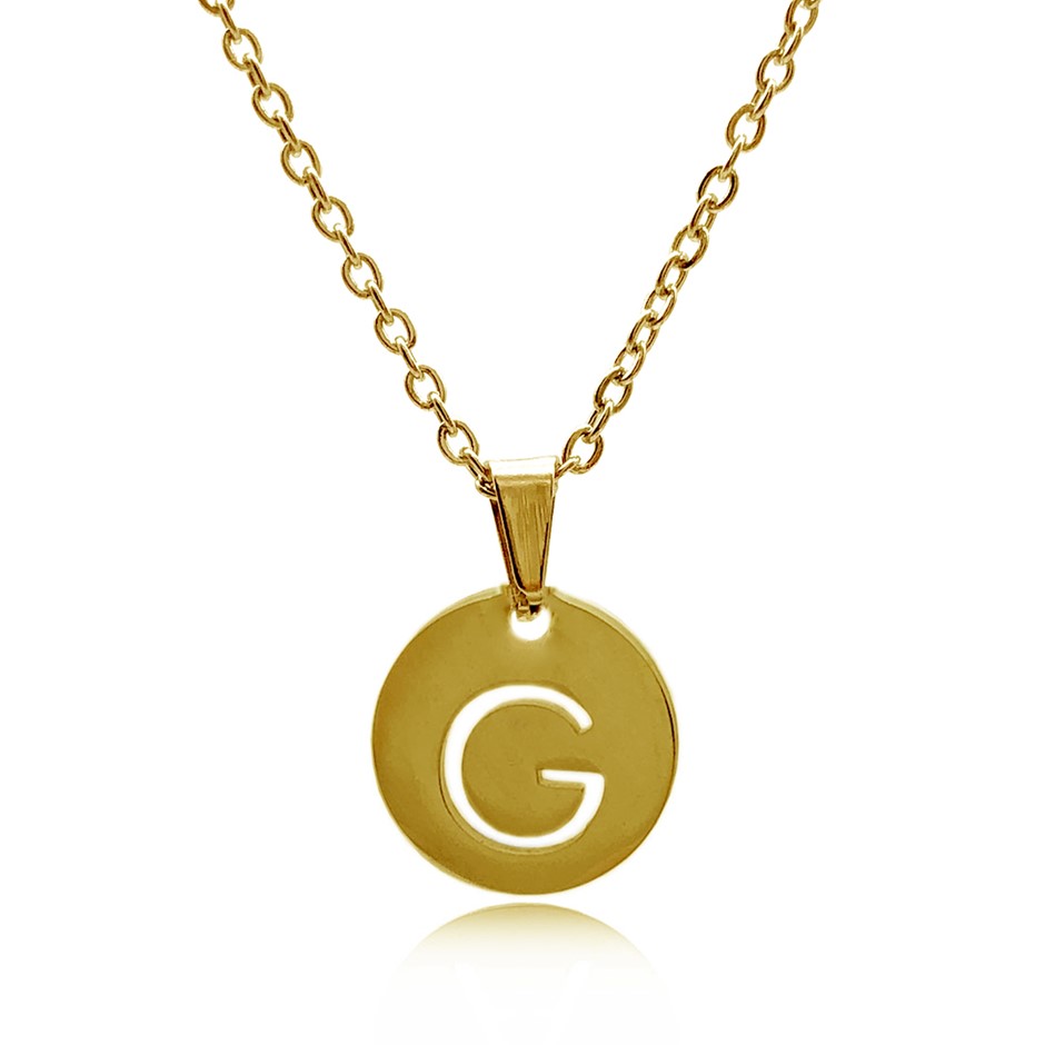 Initial Charm Letter 'G' Gold Plated Pendant Necklace