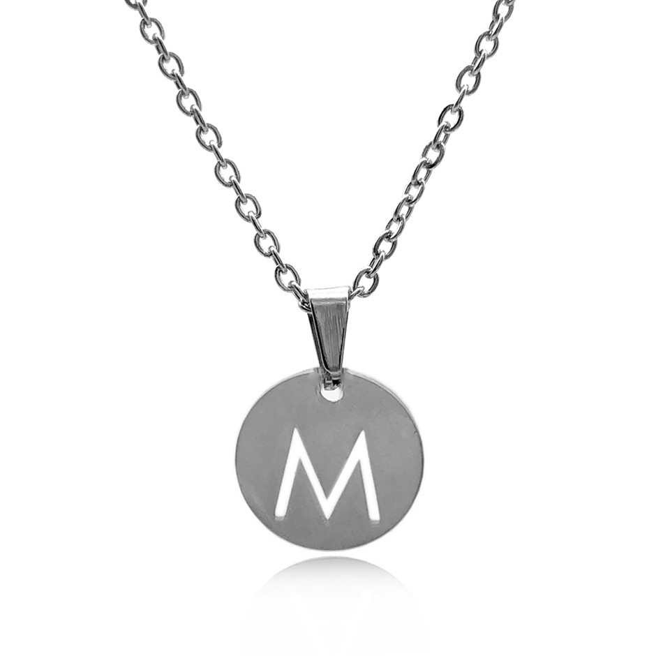 Initial Charm Letter 'M' Pendant Necklace