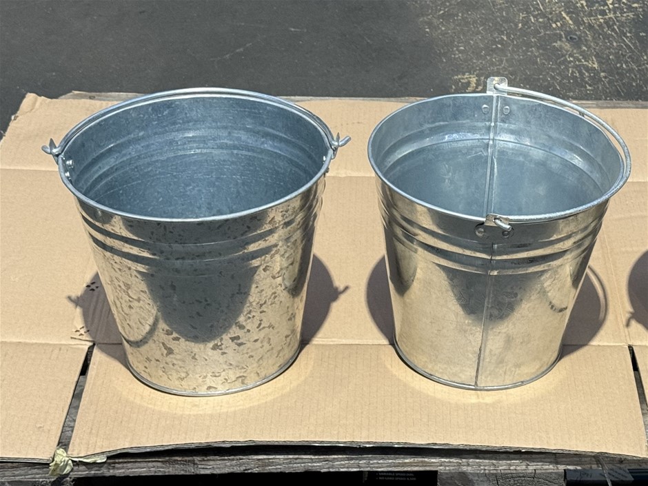 Galvanised Round Bucket, Vintage Decorative, 10 litres (Approx) x 2 units