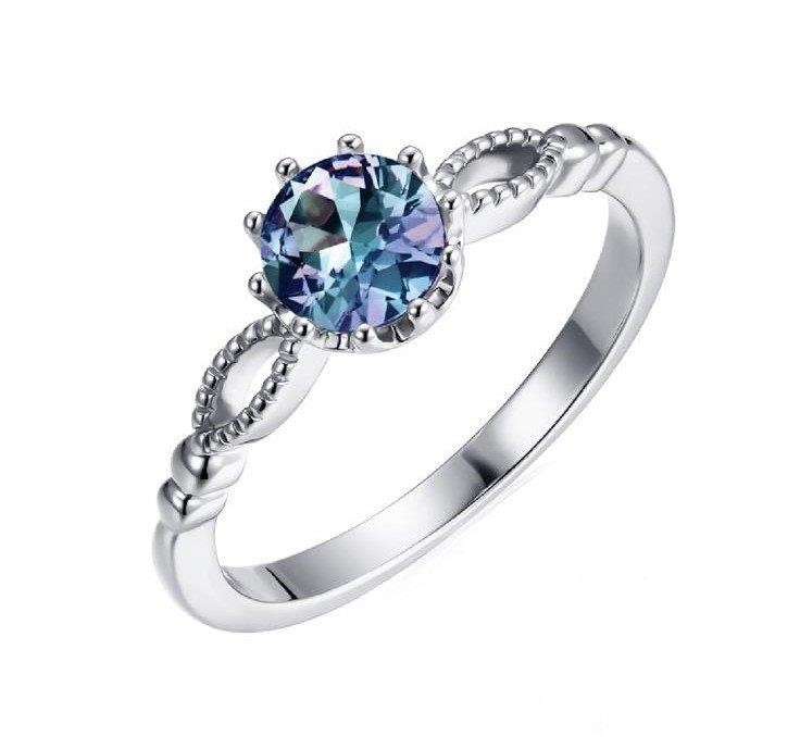 18k White Gold Vermeil Lab Alexandrite Ring 1.00ct Size 7