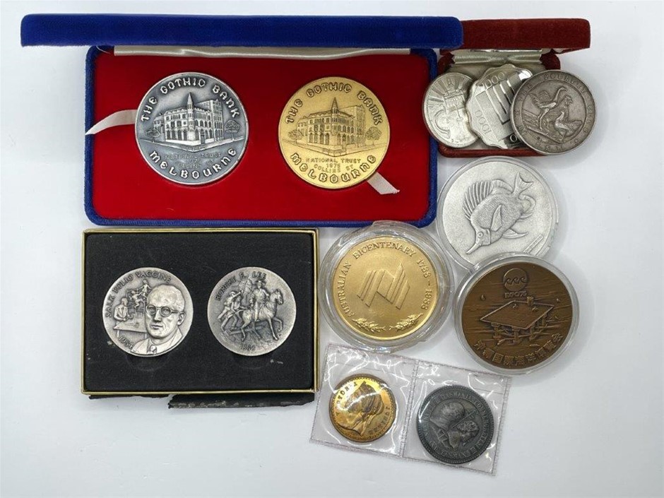 Approx. 12 x World Commemorative Medals, AU, USA & others, c.1862-1988