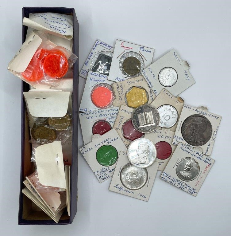 Apprx.130 x Asstd World Transport tokens, half crown, British medals