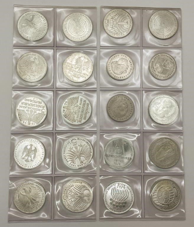 Approx. 20 x Germany 5 & 2 Deutsche Marks, c. 1948-78